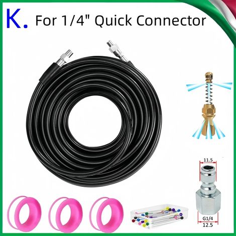 (Style K-25m) Tuyau de nettoyage de canalisations haute pression 5800 PSI, kit d'outils de dragage et de nettoyage de conduites d'égout, buse de nettoyage des eaux usées, pour Kärcher (1/5)
