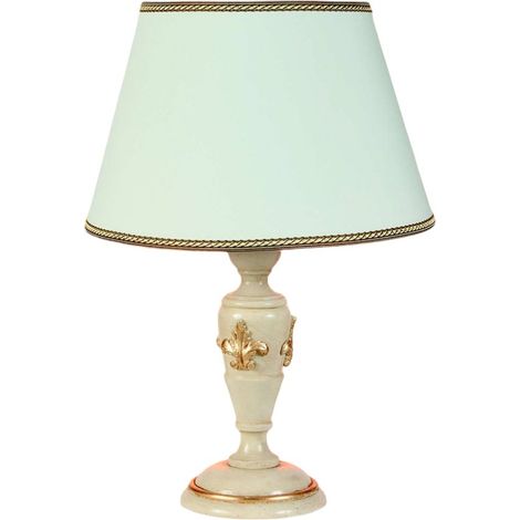 Lume In Legno Classico Crema Oro Con Paralume 1 Luce Cigno
