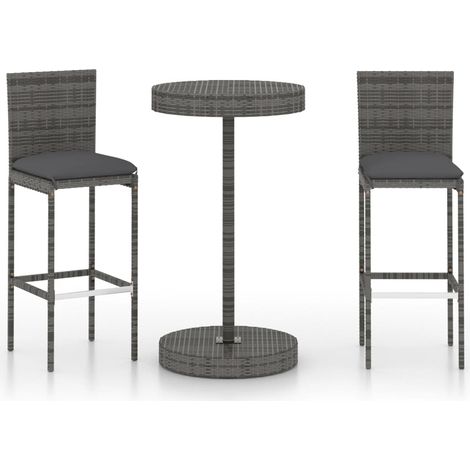 Maison Exclusive - 3-tlg. Gartenbar-Set mit Kissen Poly Rattan Gr