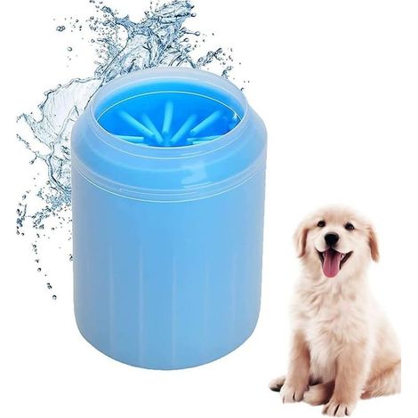 Gobelet de nettoyage pour pattes de chien – 1 pièce en silicone souple et portable, bleu, idéal pour le toilettage rapide des chiens sales (1/5)