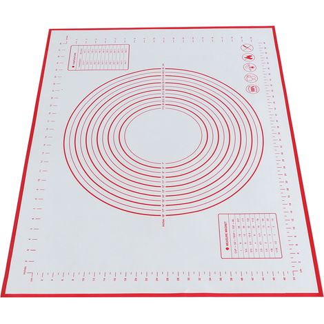 Tapis de pétrissage en silicone, antidérapant, tapis de cuisson antiadhésif, tapis à rouler et planche à pâte outil de cuisine pour la pâtisserie, 60800,4 cm, rouge. (1/5)