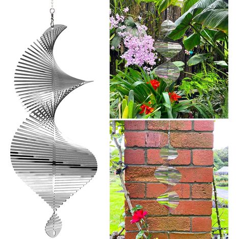 Spirale Ovale Carillon Métal, Ornement Jardin 360°, Suncatcher Suspendu, Extérieur/Intérieur/Maison (1/5)