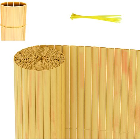 Jiubiaz PVC Sichtschutzmatte Balkon & Zaun – Wetterfester Sichtschutzzaun für Zaun, Windschutz, Zuschneidbar Bambus 120x400cm