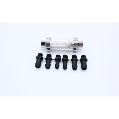 Raccords universels 3/8 "1/4" 5/16 ", filtres à carburant en ligne réutilisables en verre à gaz chromé (1/4)