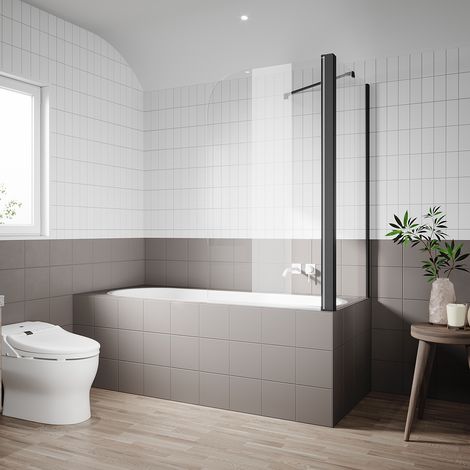 SONNI Paroi de Baignoire Verre Trempé 6mm Nano-revêtements Paroi de Douche Pivotante à 180° Design Moderne 800x1400mm avec Panneau Latéral 700x1400mm (1/5)