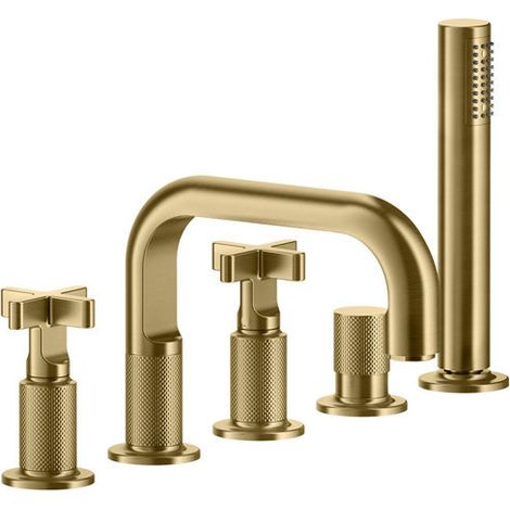 Gessi Inciso+ 2-Kreuz-Griff-5-Loch-Wannenrand-Armatur,