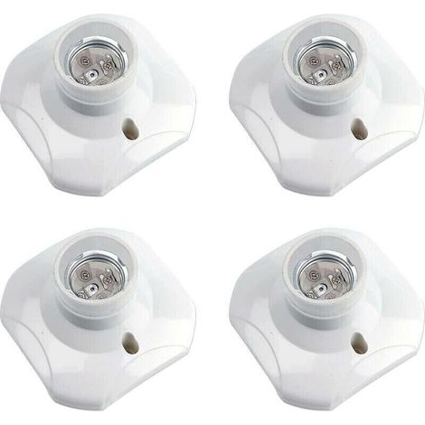 Douille Plafond E27 Visser, Douille E27 Garage, AC 220-240V, Support Douille pour Ampoule LED, Base Plafonnier Culot E27, Base de Lampe Plastique Blanche pour Lampe au Mur, lot de 4