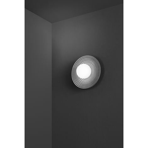 Applique En Métal Et Ciment Gris - Lampe Murale Avec Diffuseur En Verre Soufflé - Collection 10S48416 Gc - Diamètre 28,5 Cm - Marque Perenz (1/2)