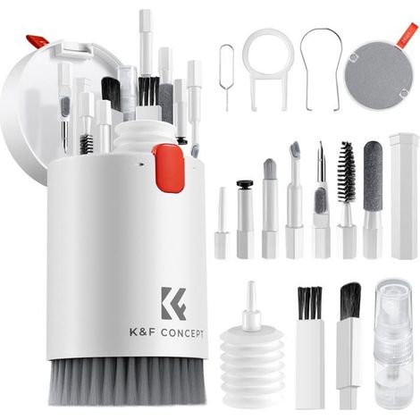 Kit de limpieza 20 en 1 para teclado, kit de limpieza para PC, accesorios de limpieza para AirPods, cámara, ordenador y teléfono. (1/4)