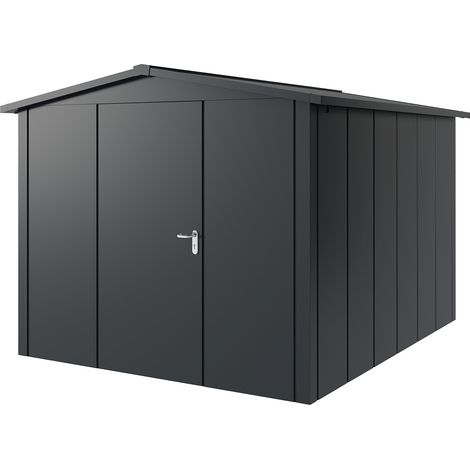 Hörmann Metall-Gerätehaus "Juno" mit Satteldach, JSD11 - Design, 262 x 310 cm (B x T), anthrazit, 1-flüglige Tür, Anschlag links (1/5)