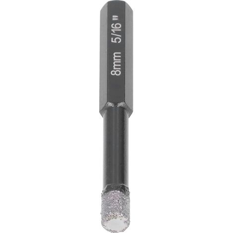 Foret diamanté de 8 mm pour perçage à sec, à queue hexagonale, idéal pour les carreaux de céramique. (1/5)
