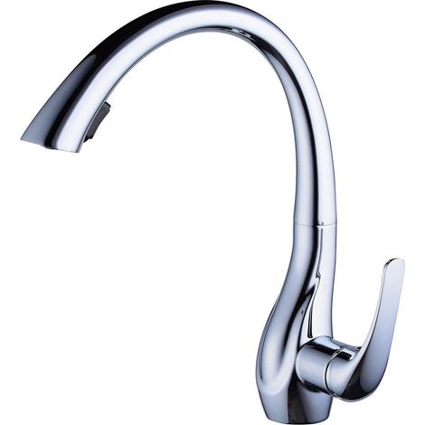 Mitigeur cuisine chromé avec douchette extractible, 2 fonctions, pivotant 360° (1/5)