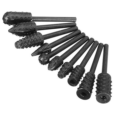 10 Pièces 1/8'' Tige De Forage De Fichier Rotatif Bits De Coupe De Fichier Rotatif Râpe Rotative Ensemble Outil De Travail Du Bois