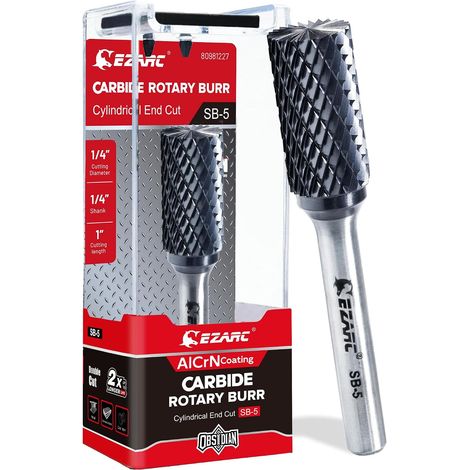 Fraise rotative en carbure de tungstène, fraise à double tranchant en carbure SB-5 avec tige de 6,35 mm pour meuleuse pneumatique de découpe, pour le travail des métaux durs (1/5)