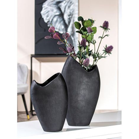 Vase décoratif Moderne en Aluminium - Vase Moderne pour décoration de Salon - Cadeau d'anniversaire - Couleur : Anthracite - Hauteur : 33 cm (1/2)