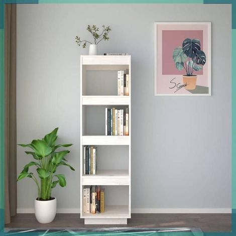 810850 Bibliothèque/Séparateur de pièce Blanc 40x35x135 cm Pin massif (1/5)