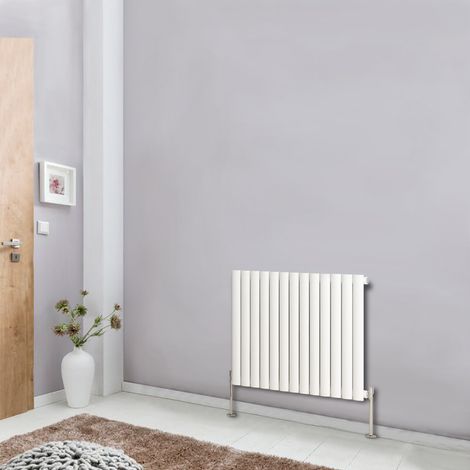NRG Designer Radiator White Oval Column Central Heating Rads Horizontal 600x767mm Single