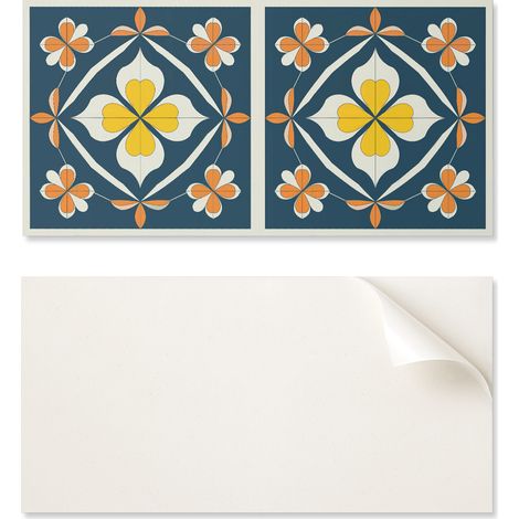 Panel de pared de vinilo autoadhesivo de 100x50 cm con estampado floral sim茅trico.