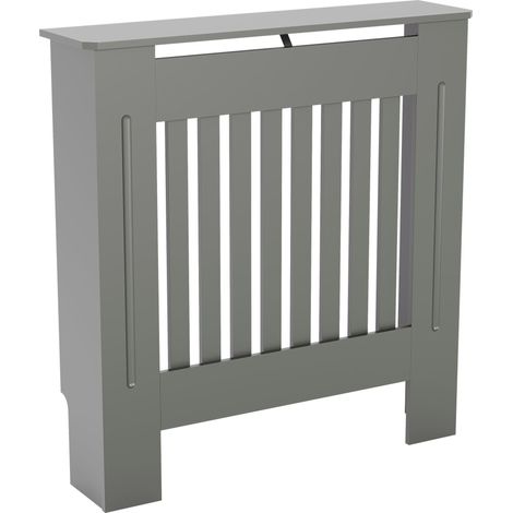 Chelsea Radiator Cover MDF Modern Cabinet Slatted Grill, Grey, Small