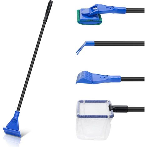 Ensemble De Nettoyage Aquarium 5 En 1 - Rateau Gravier Fourche Plante éponge Brosse - Pour Maintenance Réservoir Eau Douce Et Salée - Kit Complet (1/5)