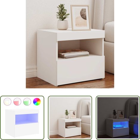 Lumière LED - Table de chevet avec lumières LED blanc 50x40x45 cm (1/5)