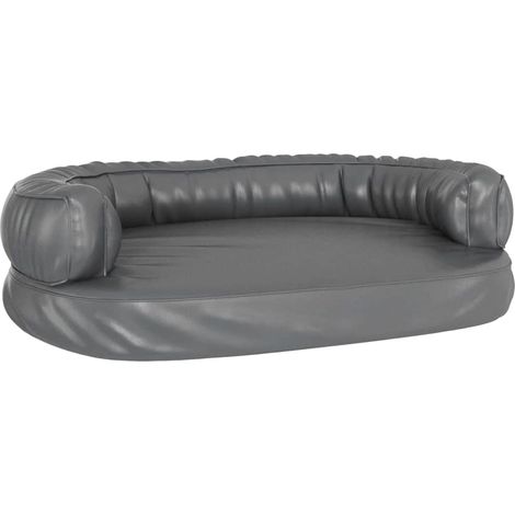 vidaXL Letto per Cani Ergonomico Gommapiuma Grigio 75x53 cm Similpelle (1/5)