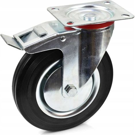 Roue pivotante geko g71521 200 mm frein acier caoutchouc (1/2)