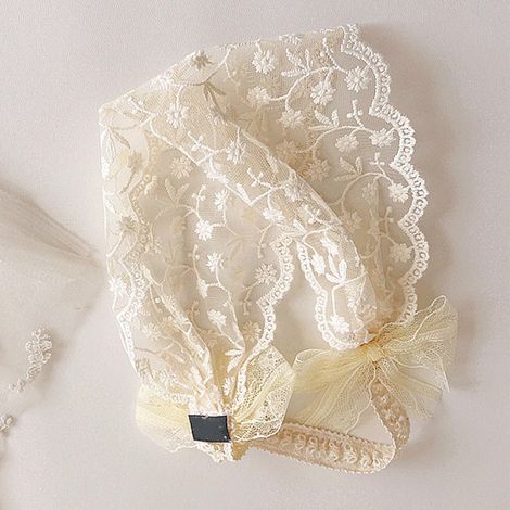 Mädchen-Spitzenhaarbänder, süß, elegant, Retro-Prinzessinnenstil, handgefertigte Spitzenhaarbänder für Partys, Geburtstage, Festivals, Beige (1/5)