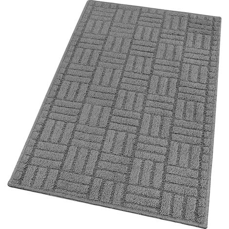 Tappeto Cucina Super Assorbente Tessitura 3D Tinta Unita Minimalista Moderno Grigio - 50x40 Cm (1/4)