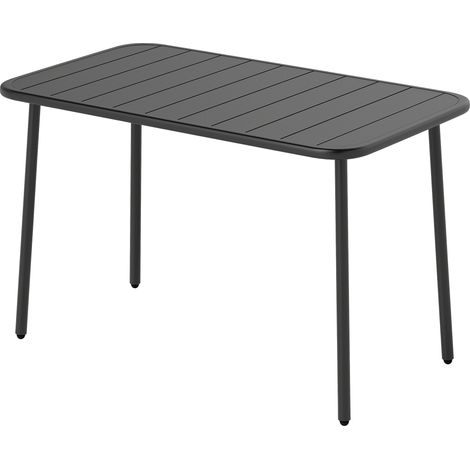Table de Salle à Manger Extérieure 120 x 70 cm pour 4 Personnes, Table de Jardin Rectangulaire avec Plateau à Lattes et Bords Arrondis, Gris (1/5)