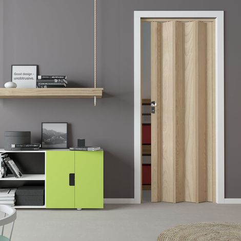 Innen-Falttür "Maya" 83 x h 214 cm aus PVC "Made in Italy" -Farbe Weißkiefer