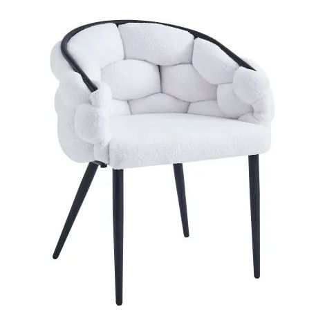 Lot 2 Chaises Salle à Manger Ballon Doudou Blanc Pieds Métal Noir 65x68x78cm (1/5)