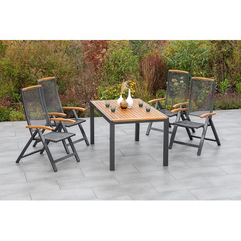 Tilos Set 5tlg 4 Klappsessel 1 Ausziehtisch 150/200x90cm