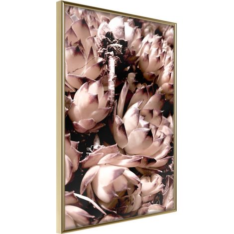 Affiche Murale Encadrée "Autumnal Flowers" 40 x 60 cm Or (1/2)