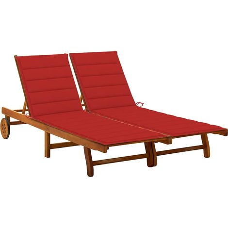 vidaXL Tumbona de jardín 2 personas y cojines madera maciza de acacia (1/5)