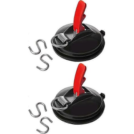 Lot de 2 ventouses avec 4 crochets en S, ventouses multifonctionnelles ultra-puissantes pour tendeur de câble de camping-car ou de caravane. (1/4)