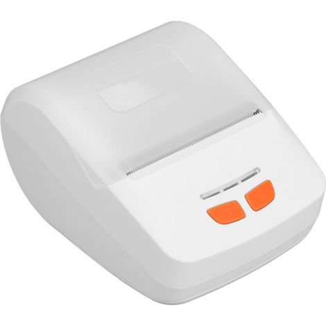 Imprimante thermique portable sans fil avec interface USB-C, fenêtre transparente, impression rapide, pour étiquettes d'expédition, blanche.