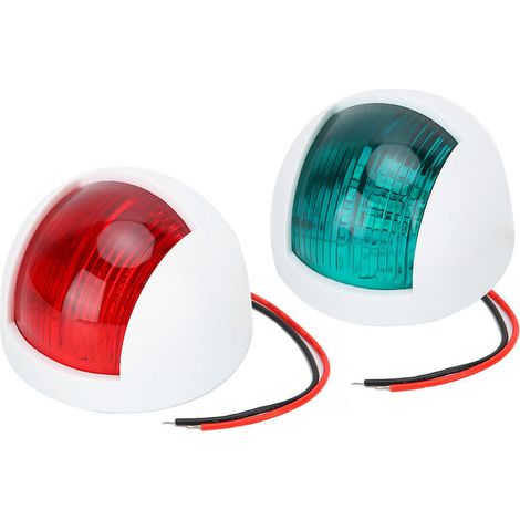 Jeffergarden Paire de feux de signalisation étanches arrondis rouge + vert LED voyant d'avertissement de navigation 12V