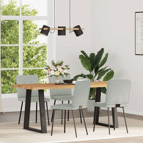 Lot de 4 Chaises à manger,Chaise de cuisine Gris clair Velours CFW97785 (1/5)