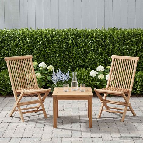 vidaXL Sedia da giardino pieghevole 2 pz Naturale Legno di teak solido (1/5)