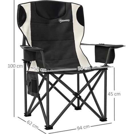 Lot de 2 chaises pliantes de camping avec accoudoirs, porte-gobelet et poche isotherme, charge 120 kg (1/5)