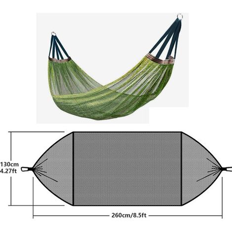 Hamac d'extérieur – Hamac – Ultra-doux – Respirant – Hamac en maille de nylon – Charge maximale : 295 kg – Hamac de détente individuel – Vert armée (1/4)