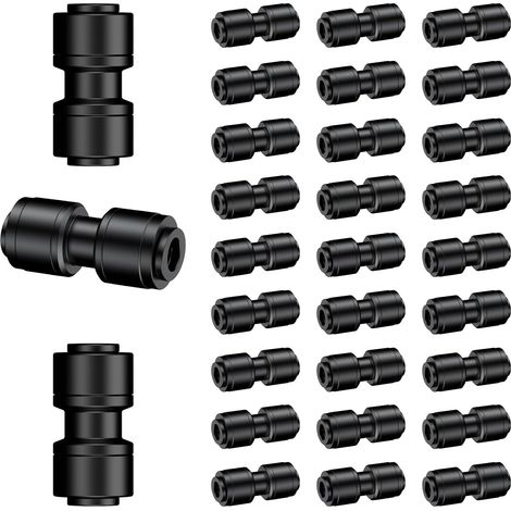 30 pièces Raccords droits 6 mm pour irrigation goutte à goutte, push-to-fit 2 voies, pour tuyau 6 mm, anti-fuite (1/5)