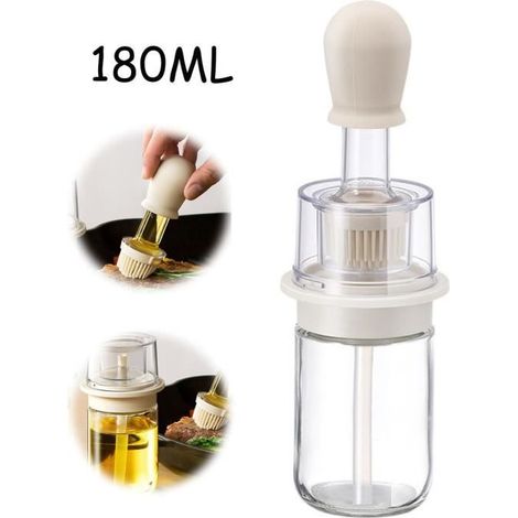 Bouteille d'huile,Distributeur d'huile d'olive en verre,Pinceaux Pâtisserie En Silicone,Pinceau Cuisine,Brosse à Huile,pour Pain,BBQ (1/4)