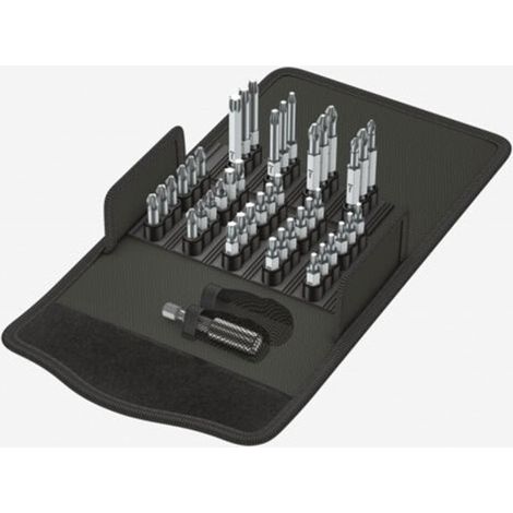 WERA Bit-Safe 057450 43 Universal 1 Comprehensive Standard Bits &amp Holder Set In Pouch