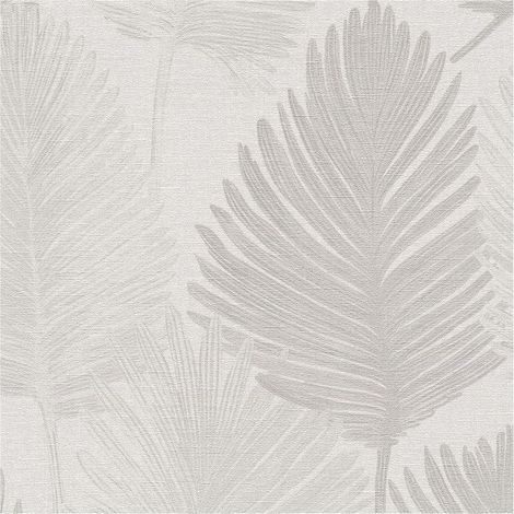 Nature wallpaper wall Profhome 786733 hot embossed non-woven wallpaper textured with floral ornaments and metallic highlights grey papyrus white silver silk grey 5,33 m2 (1/5)