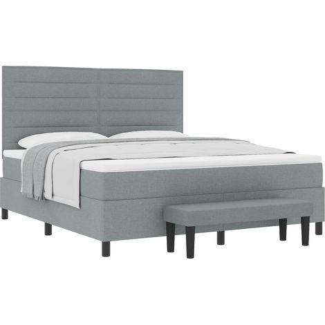 Maison Exclusive - Cama tipo Box Spring con cabecera Gris Claro 1 (1/5)