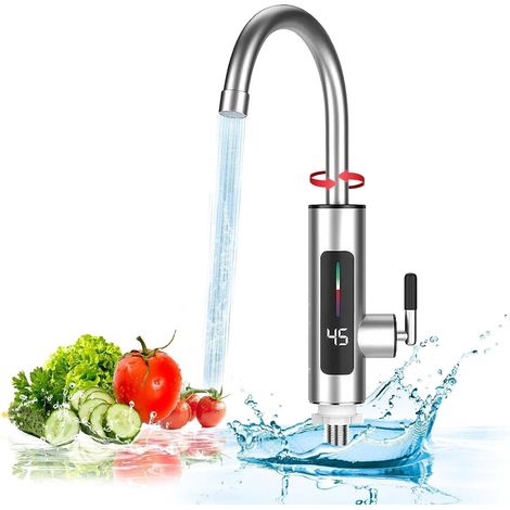 Électrique Сhauffe-, Robinet Électrique de Cuisine, avec Affichage de la Température,Robinet Pivotant (1/5)