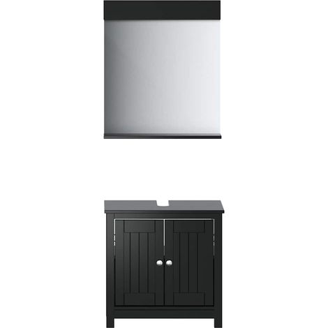 Maison Exclusive - 2-tlg. Badmöbel-Set BERG Schwarz Massivholz Ki