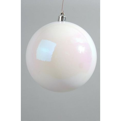 OFFERTA 2 PALLINE DI NATALE BIANCO IRIS LUCIDO 14CM